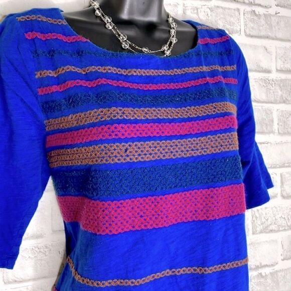 Lucky Brand Embroidered Shirt Top Loose Boho Hippie Size Large - Picture 2 of 6